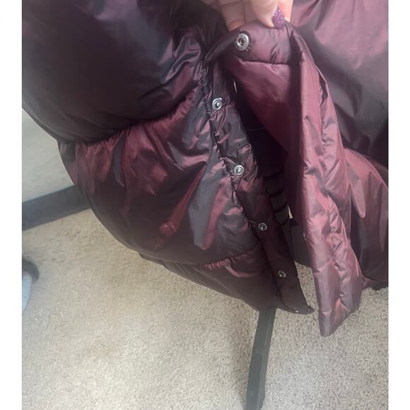 Ava & Viv Women’s Plus Size Winter Puffer Long 2-Way Zip Front Burgundy Coat 2X - Picture 8 of 16
